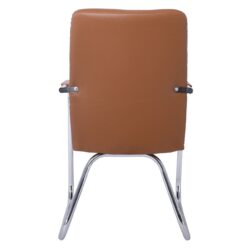 COLLET Πολυθρόνα Γραφείου Επισκέπτη Μέταλλο Χρώμιο, Pu Καφέ - Image 4