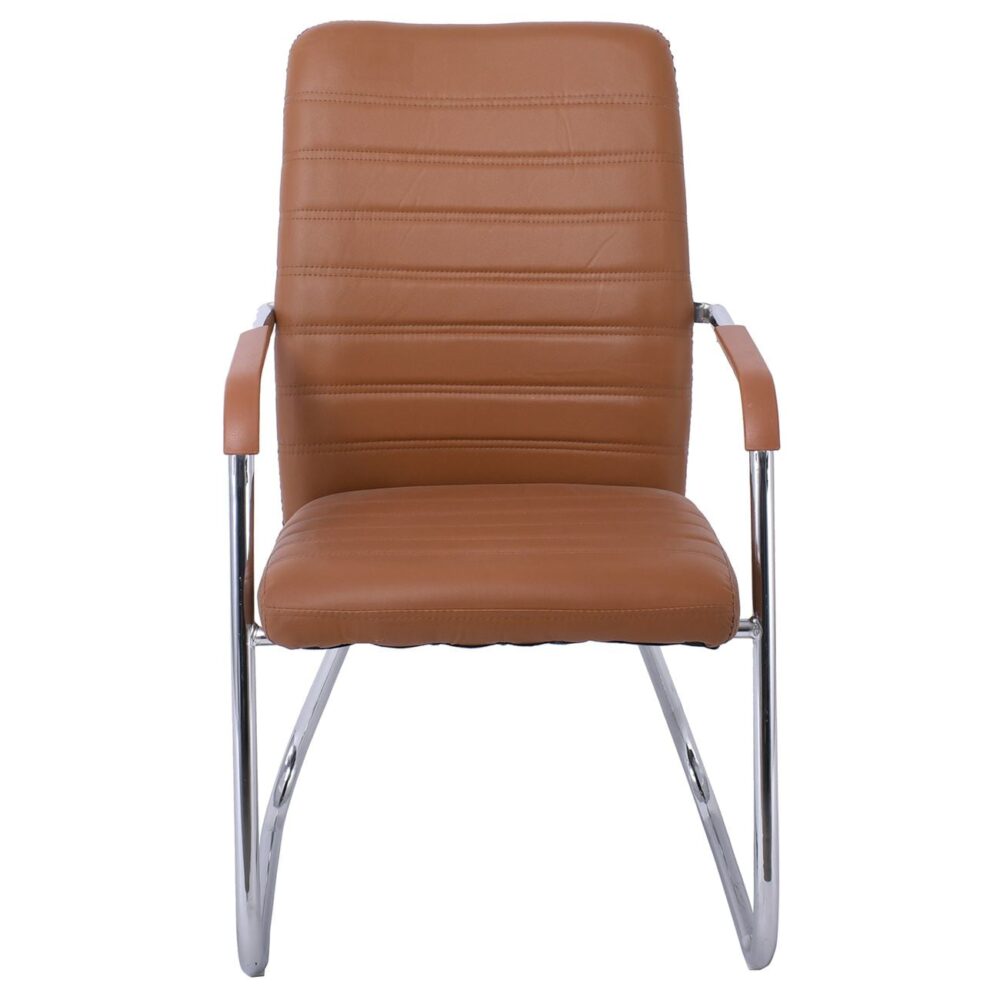 COLLET Πολυθρόνα Γραφείου Επισκέπτη Μέταλλο Χρώμιο, Pu Καφέ - Image 5
