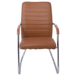 COLLET Πολυθρόνα Γραφείου Επισκέπτη Μέταλλο Χρώμιο, Pu Καφέ - Image 5