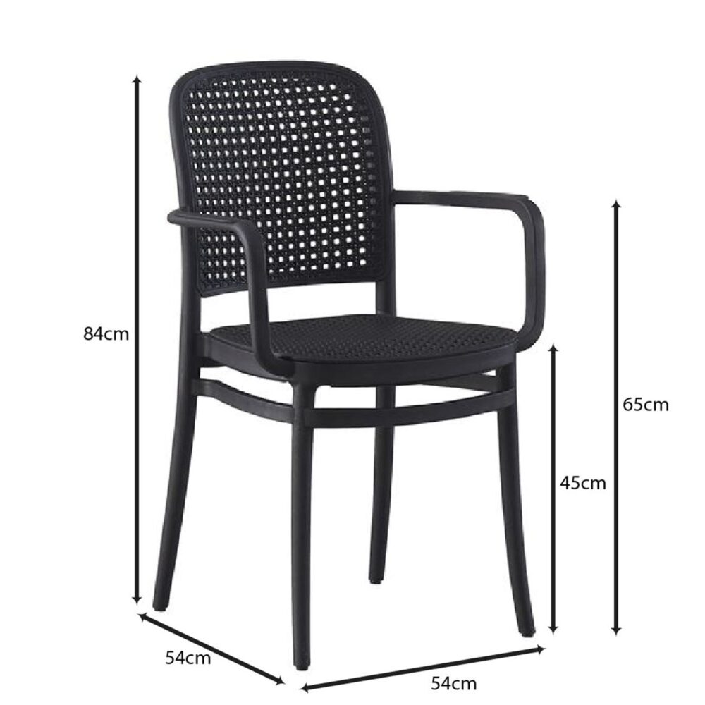 FLORENCE Πολυθρόνα PP Μαύρο, PP Rattan Μαύρο, Στοιβαζόμενη - Image 4