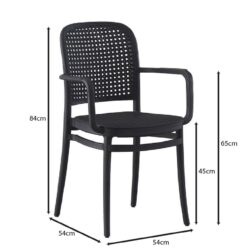 FLORENCE Πολυθρόνα PP Μαύρο, PP Rattan Μαύρο, Στοιβαζόμενη - Image 4