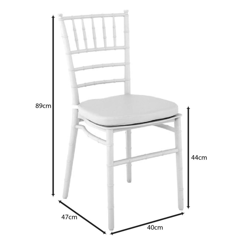 ILONA Καρέκλα-Pro Εστίασης - Catering Στοιβαζόμενη PP Άσπρο Μαξιλάρι Pu Άσπρο (Αδιάβροχο) - Image 3