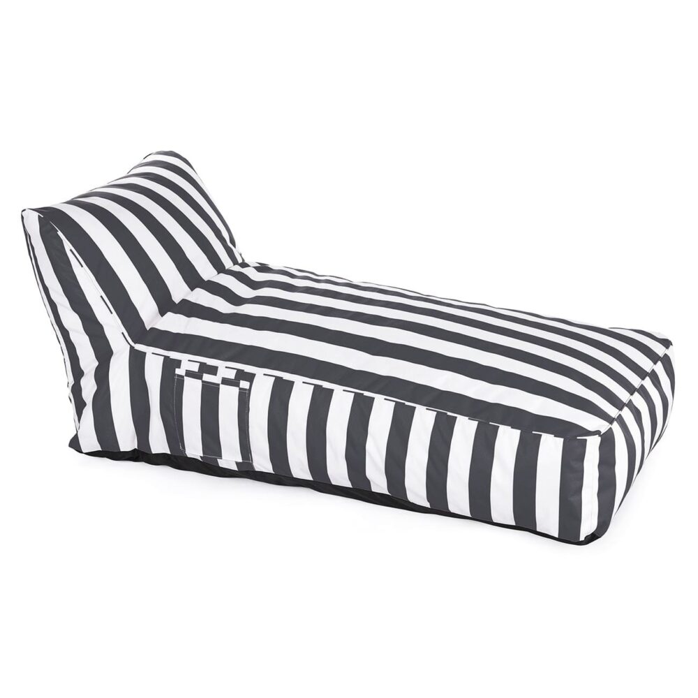 TACO MAX Πουφ Ξαπλώστρα Ανάκλιντρο, 100% Αδιάβροχο Ύφασμα Ριγέ Άσπρο/Γκρι - Image 2