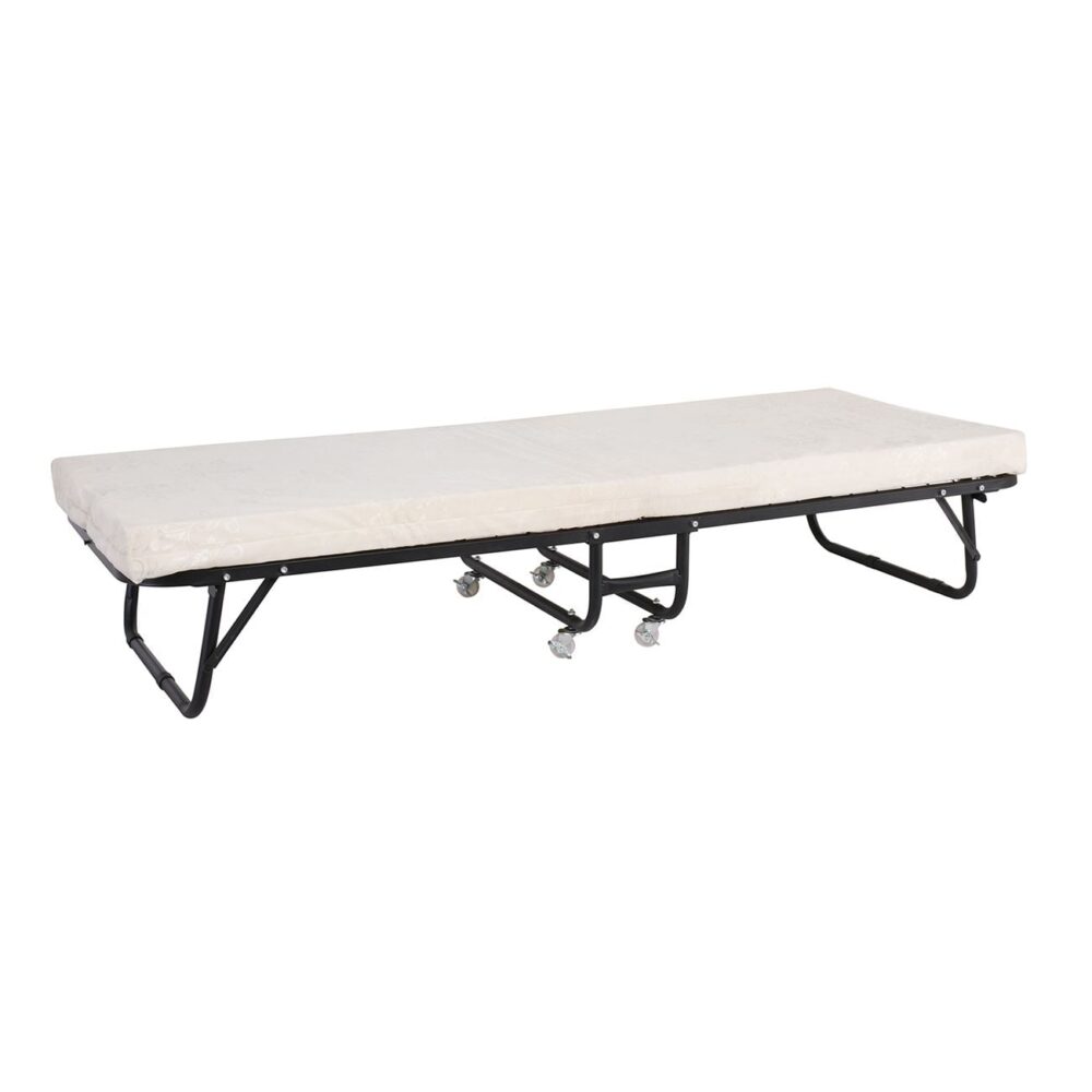 SPAN Κρεβάτι Πτυσσόμενο Βοηθητικό Μέταλλο Βαφή Μαύρο, Στρώμα 8cm foam - Image 2