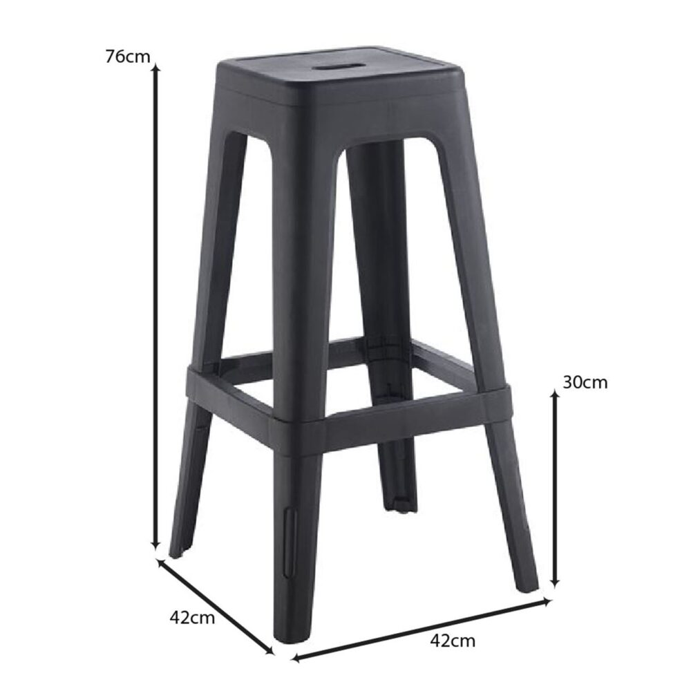 RELIX PP Σκαμπό BAR Στοιβαζόμενο, PP Απόχρωση Μαύρο - Image 3