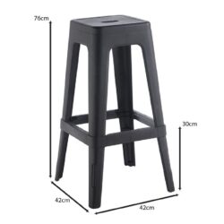 RELIX PP Σκαμπό BAR Στοιβαζόμενο, PP Απόχρωση Μαύρο - Image 3