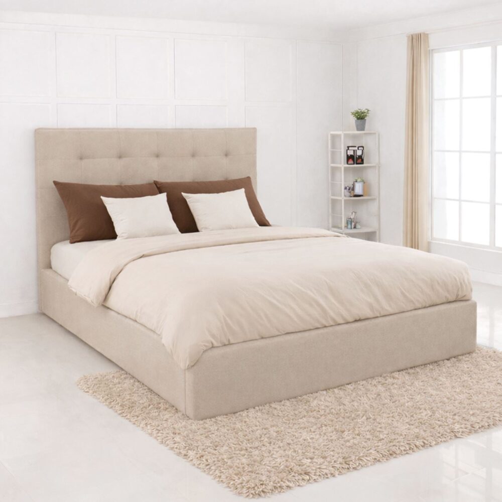 DOLCE Κρεβάτι Διπλό με Αποθηκευτικό Χώρο, για Στρώμα 160x200cm, Ύφασμα Μπεζ - Image 2