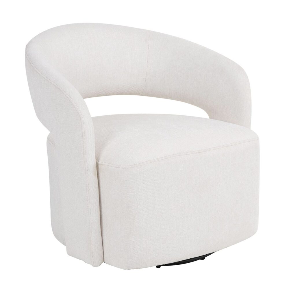 CUBA Πολυθρόνα Σαλονιού Περιστρεφόμενη, Teddy Ύφασμα Άσπρο - Image 2