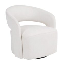 CUBA Πολυθρόνα Σαλονιού Περιστρεφόμενη, Teddy Ύφασμα Άσπρο - Image 2