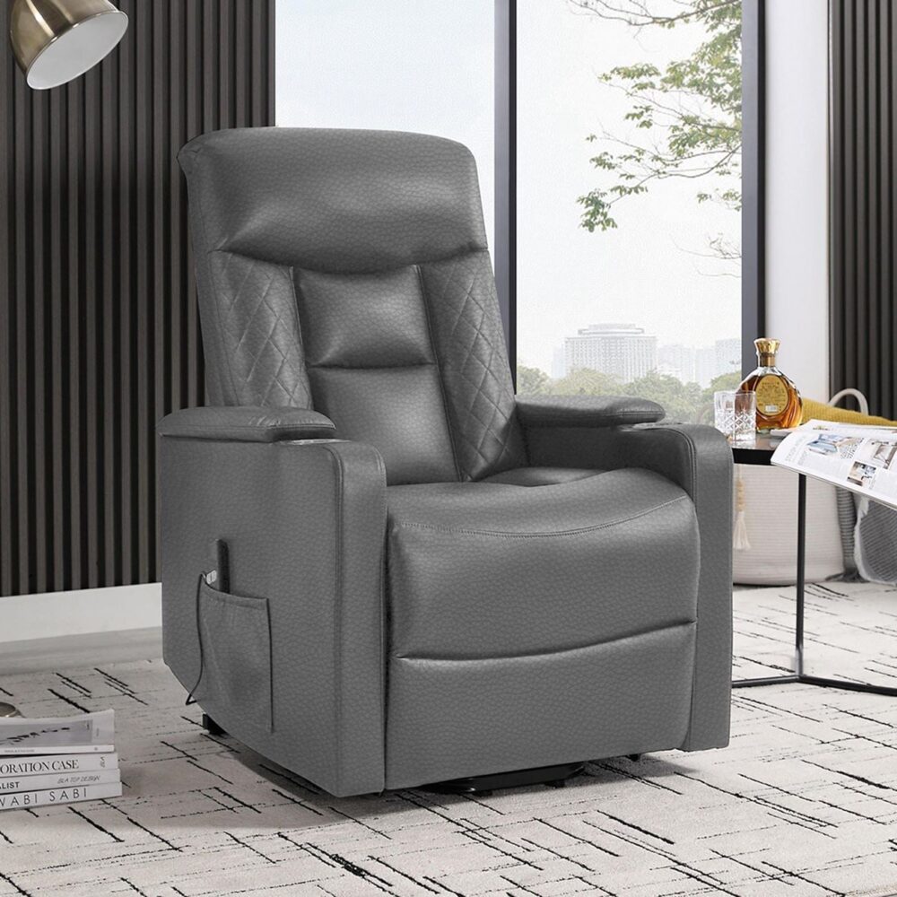 NANCY Lift-Relax Πολυθρόνα Σαλονιού - Καθιστικού, Ύφασμα Σκ.Γκρι (ηλεκτρική ανάκληση) - Image 3