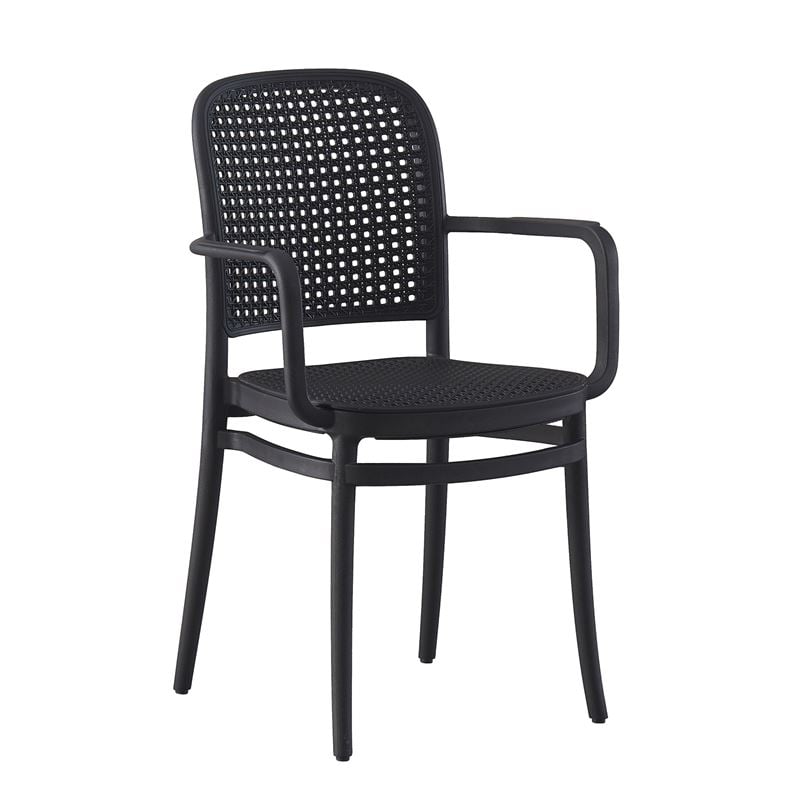 florence-polythrona-pp-mavro-pp-rattan-mavro-stoivazomeni-enlarge FLORENCE Πολυθρόνα PP Μαύρο, PP Rattan Μαύρο, Στοιβαζόμενη - Image 1