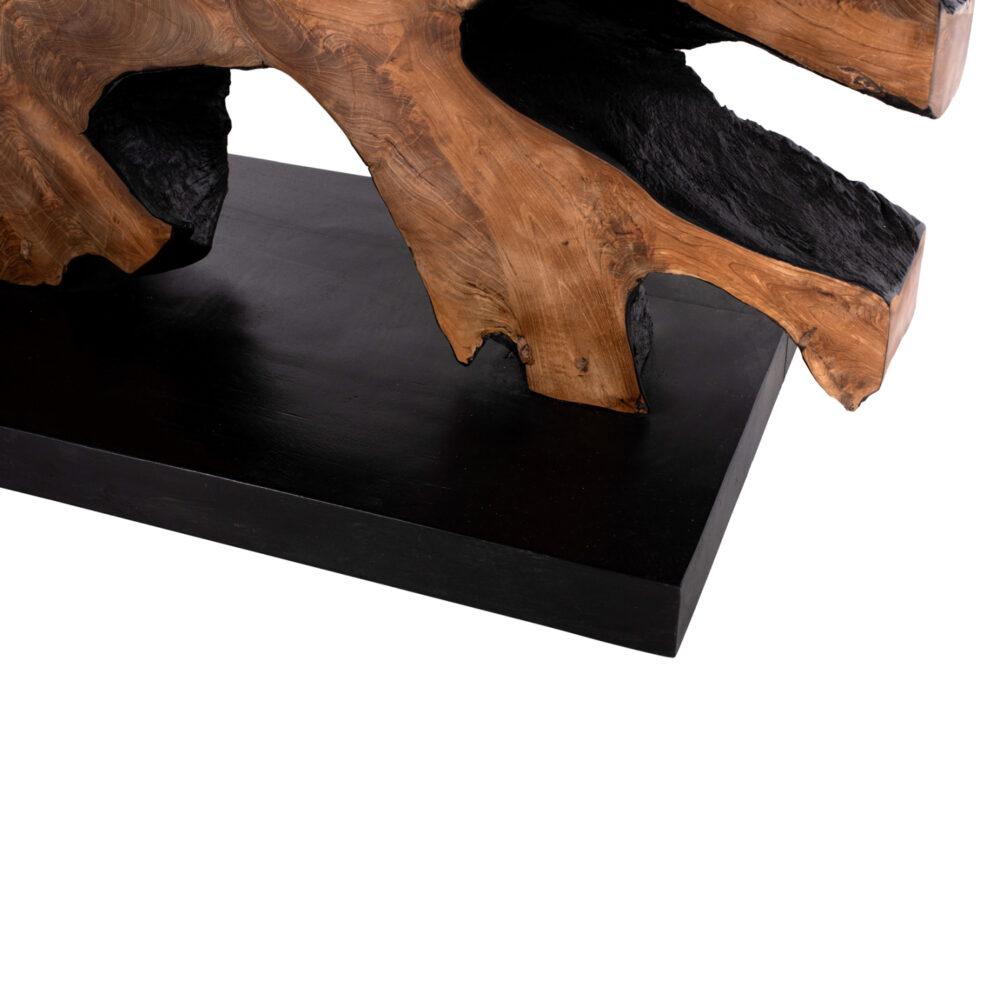 ΚΟΝΣΟΛΑ HM9356 ΑΠΟ ΜΑΣΙΦ ΞΥΛΟ ΤEAK ΦΥΣΙΚΟ - ΜΑΥΡΟ 150X40X80YΕΚ. - Image 5