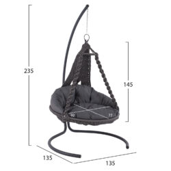 ΚΡΕΜΑΣΤΗ ΦΩΛΙΑ AUGUST ΜΑΚΡΑΜΕ-ΜΕΤΑΛΛΟ ΑΝΘΡΑΚΙ HM5922.10 123x113x145Υεκ. - Image 2