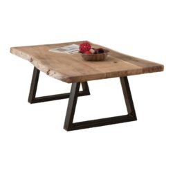 LIZARD Slim Τραπέζι Σαλονιού Καθιστικού, Μέταλλο Βαφή Μαύρο, Ξύλο Ακακία Φυσικό