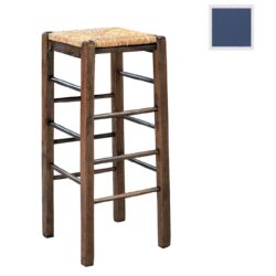 ΤΑΒΕΡΝΑΣ Σκαμπό BAR, Οξιά Εμποτισμός Ανιλίνη Μπλε, Κάθισμα Ψάθα - Image 2