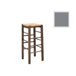 ΤΑΒΕΡΝΑΣ Σκαμπό BAR, Οξιά Βαφή Εμποτισμός Λάκα Γκρι, Κάθισμα Ψάθα - Image 2