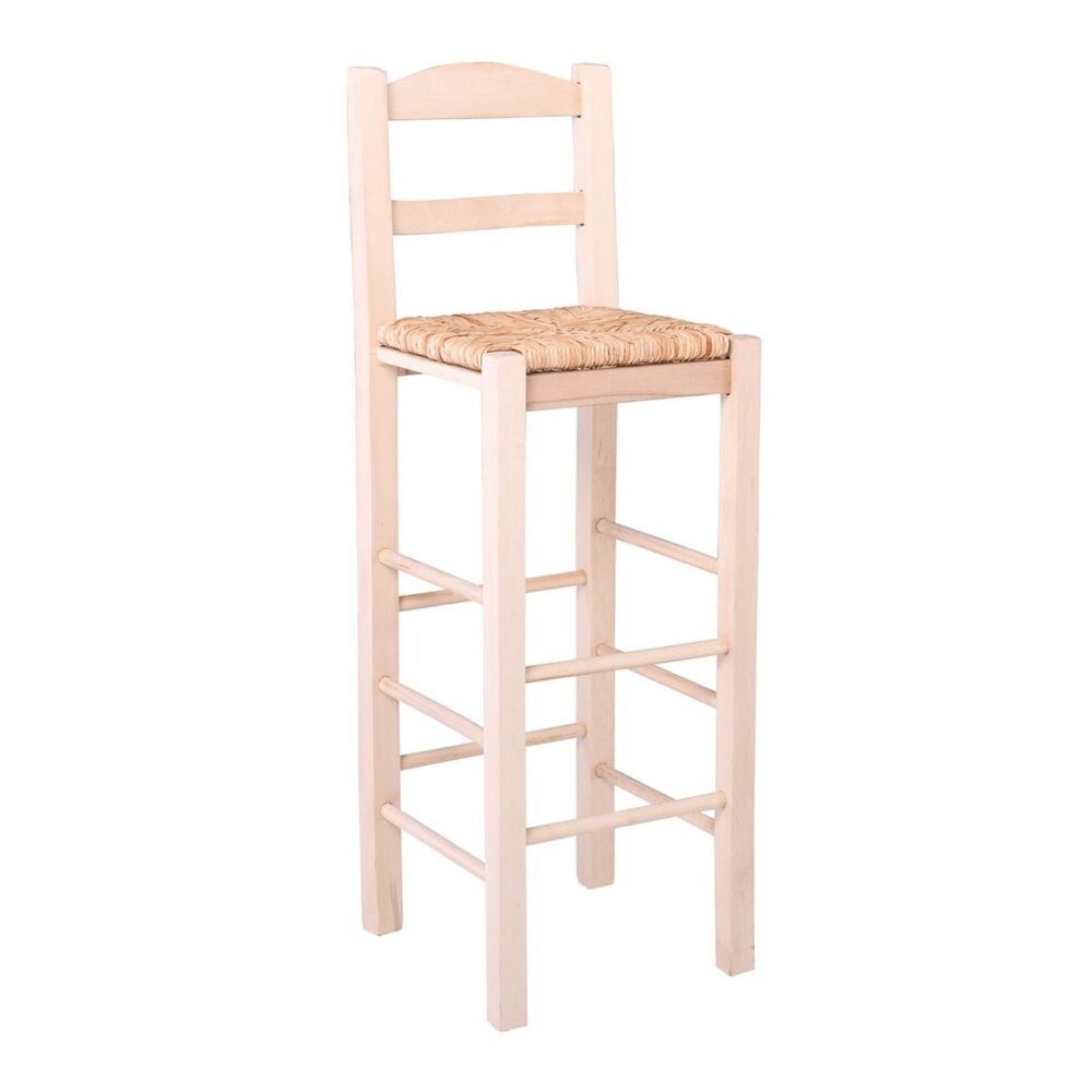 ΣΙΦΝΟΣ Σκαμπό BAR με Πλάτη, Οξιά Εμποτισμός Φυσικό, Κάθισμα Ψάθα - Image 2