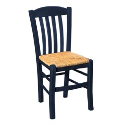 CASA Καρέκλα Οξιά Βαφή Εμποτισμού Ανιλίνη Μπλε, Κάθισμα Ψάθα - Image 2