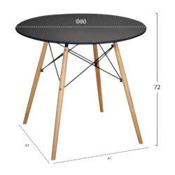 ΣΕΤ ΤΡΑΠΕΖΑΡΙΑΣ 3ΤΜΧ TWIST HM21373 ΣΤΡΟΓΓΥΛΟ ΤΡΑΠΕΖΙ Φ80 & 2 ΚΑΡΕΚΛΕΣ ΣΕ ΜΑΥΡΟ - Image 2