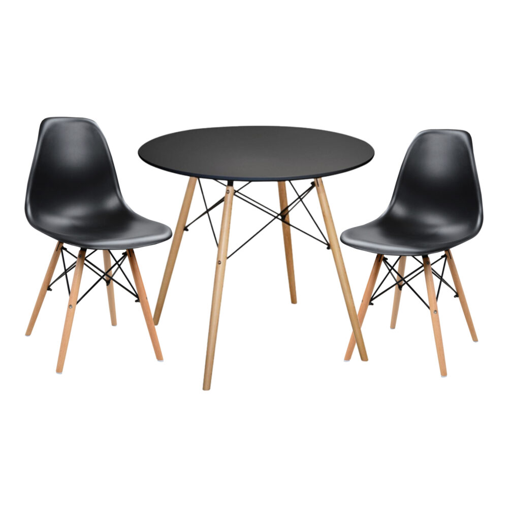 ΣΕΤ ΤΡΑΠΕΖΑΡΙΑΣ 3ΤΜΧ TWIST HM21373 ΣΤΡΟΓΓΥΛΟ ΤΡΑΠΕΖΙ Φ80 & 2 ΚΑΡΕΚΛΕΣ ΣΕ ΜΑΥΡΟ - Image 1