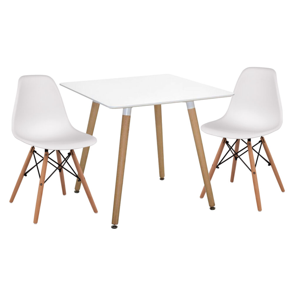 ΣΕΤ ΤΡΑΠΕΖΑΡΙΑΣ 3ΤΜΧ TWIST HM21377 ΤΕΤΡΑΓΩΝΟ ΤΡΑΠΕΖΙ ΛΕΥΚΟ--2 ΚΑΡΕΚΛΕΣ ΛΕΥΚΕΣ - Image 1