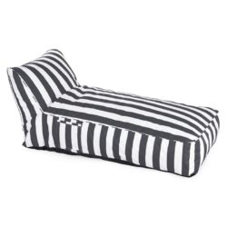 TACO MAX Πουφ Ξαπλώστρα Ανάκλιντρο, 100% Αδιάβροχο Ύφασμα Ριγέ Άσπρο/Γκρι